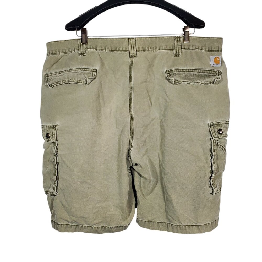 Carhartt Relaxed Fit Cargo Shorts Olive Green Work Utility Flap-Pockets - Picture 3 of 6